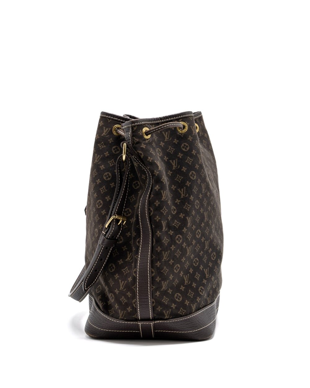 AAA Replica Louis Vuitton LV LIN NOE BAG FABRIC / LEATHER EBENE GHW