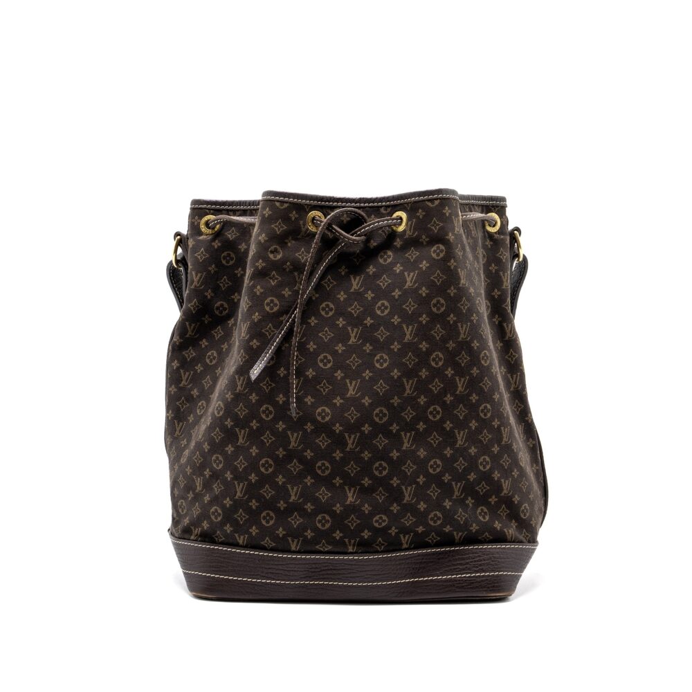 AAA Replica Louis Vuitton LV LIN NOE BAG FABRIC / LEATHER EBENE GHW