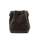 AAA Replica Louis Vuitton LV LIN NOE BAG FABRIC / LEATHER EBENE GHW