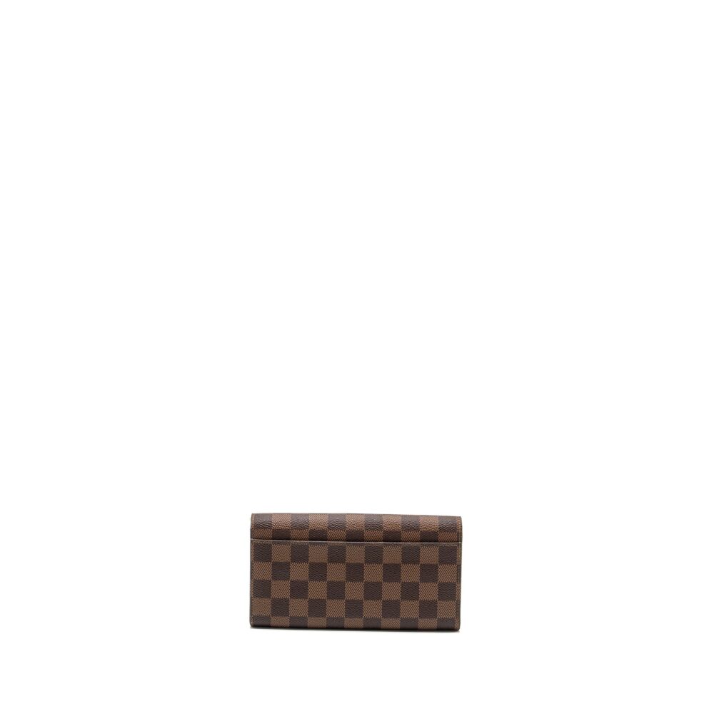 AAA Replica Louis Vuitton LV SARAH WALLET DAMIER EBENE / ROSE BALLERINE