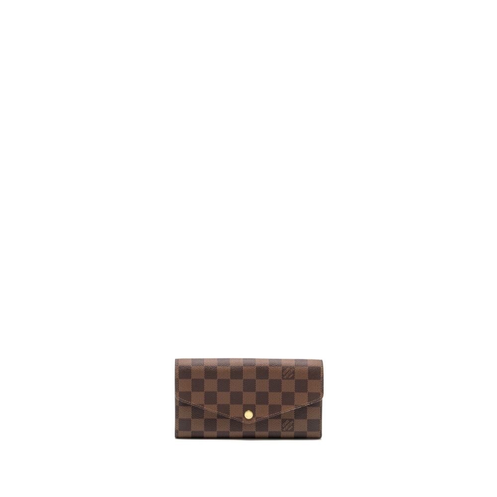 AAA Replica Louis Vuitton LV SARAH WALLET DAMIER EBENE / ROSE BALLERINE