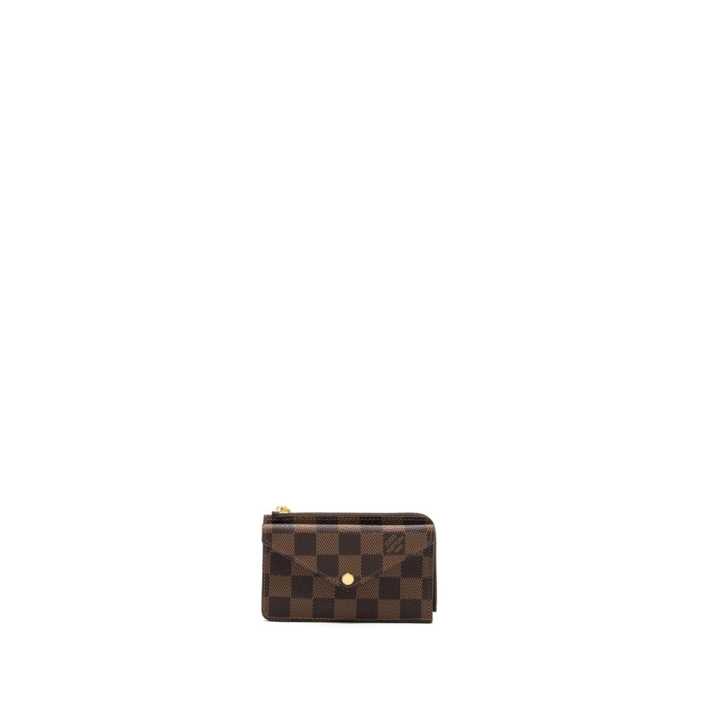 AAA Replica Louis Vuitton LV CARD HOLDER RECTO VERSO DAMIER EBENE/ RED GHW (NEW VERSION)