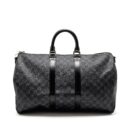 AAA Replica Louis Vuitton LV KEEPALL BANDOULIERE 45 DAMIER GRAPHITE CANVAS BLACK SHW