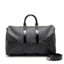 AAA Replica Louis Vuitton LV KEEPALL BANDOULIERE 45 DAMIER GRAPHITE CANVAS BLACK SHW