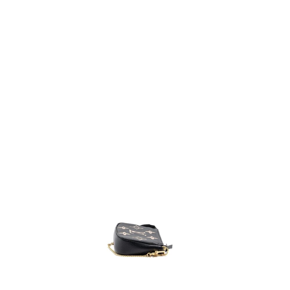AAA Replica Louis Vuitton LV MINI POCHETTE ACCESSORIES MONOGRAM EMPREINTE BLACK/ BEIGE GHW