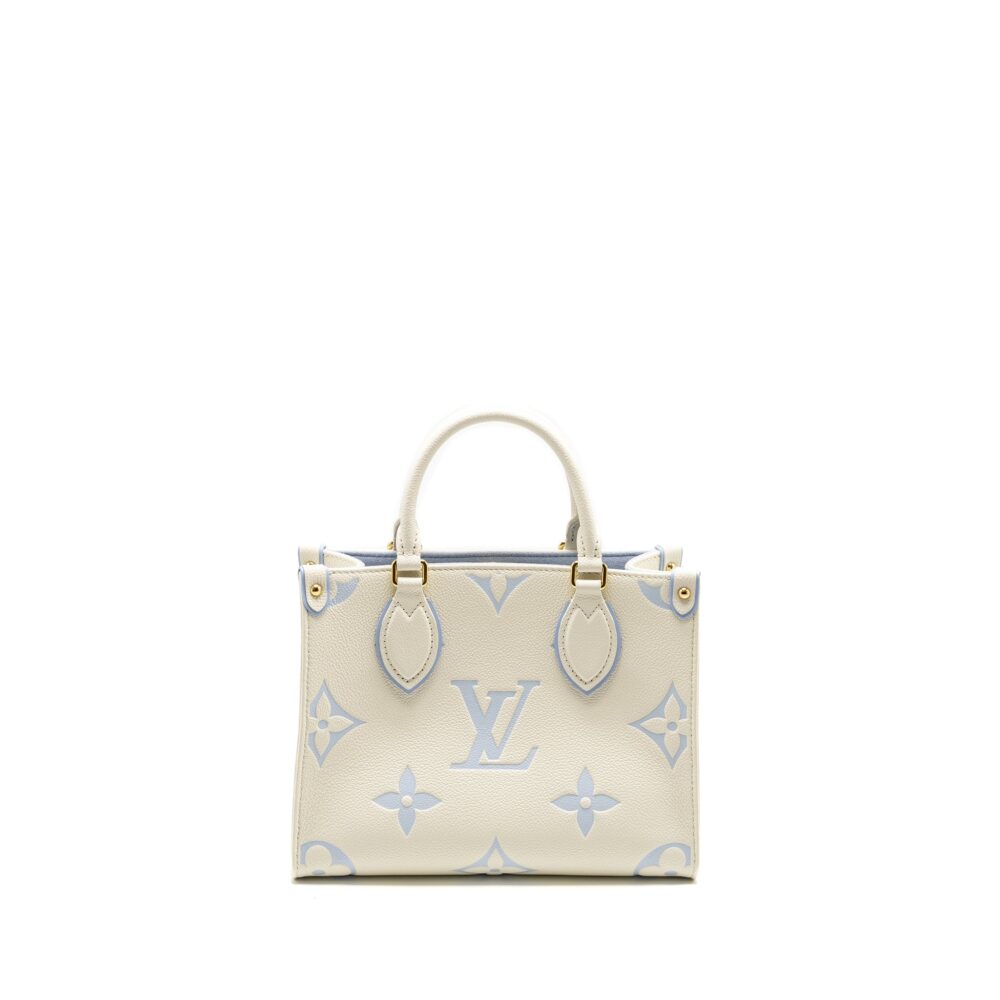 AAA Replica Louis Vuitton LV ONTHEGO PM BICOLOUR MONOGRAM EMPREINTE LATTE/CANDY BLUE GHW