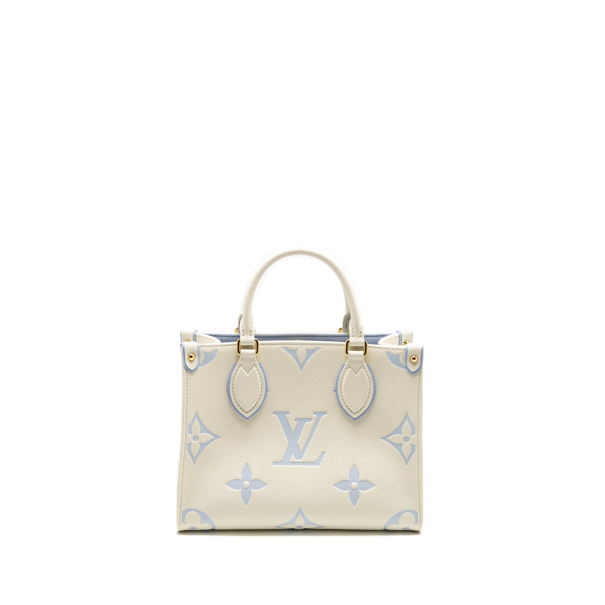 AAA Replica Louis Vuitton LV ONTHEGO PM BICOLOUR MONOGRAM EMPREINTE LATTE/CANDY BLUE GHW