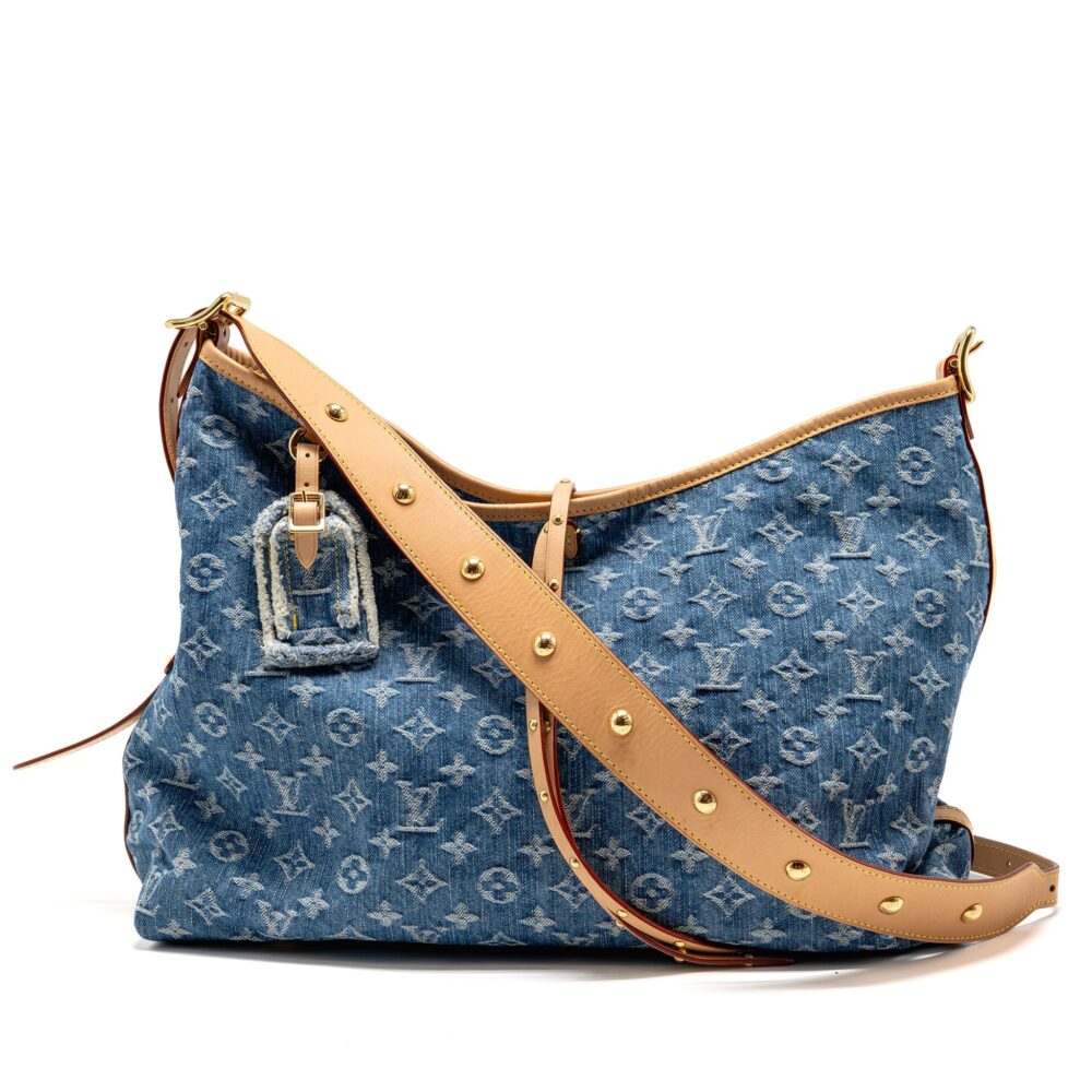 AAA Replica Louis Vuitton LV CARRYALL MM MONOGRAM DENIM BLUE GHW