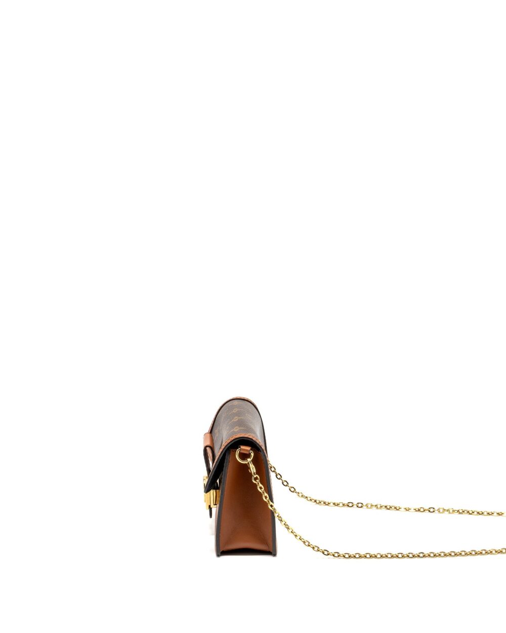 AAA Replica Louis Vuitton LV DAUPHINE CHAIN WALLET MONOGRAM REVERSE CANVAS GHW