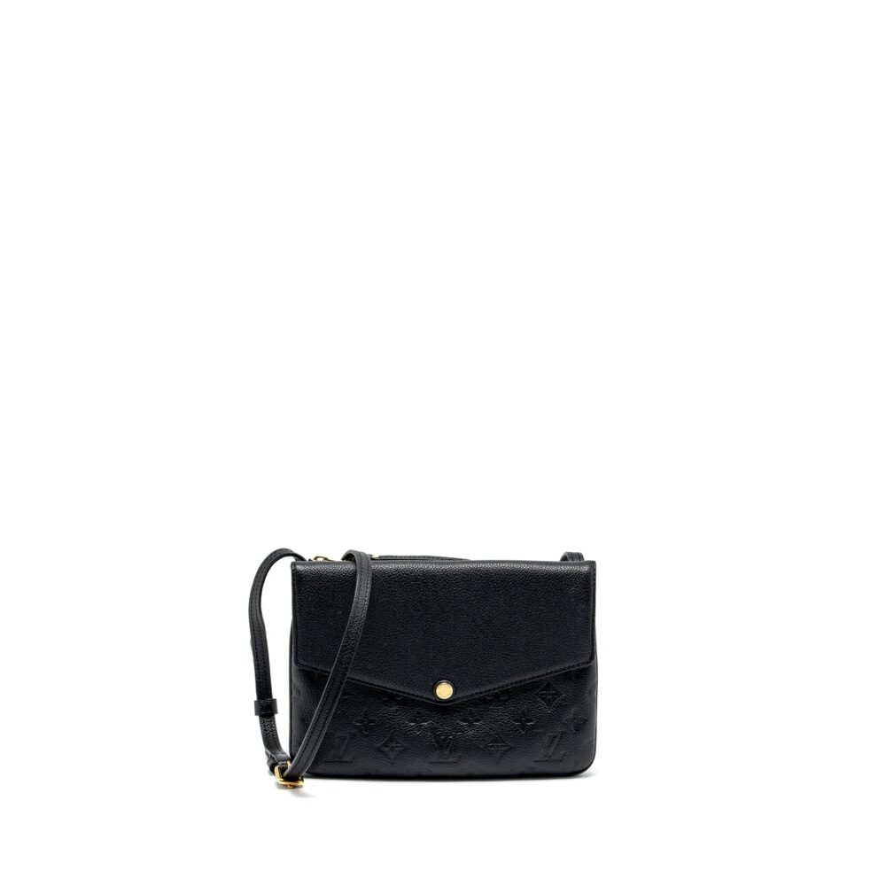 AAA Replica Louis Vuitton LV ENVELOP POCHETTE MONOGRAM EMPREINTE BLACK GHW