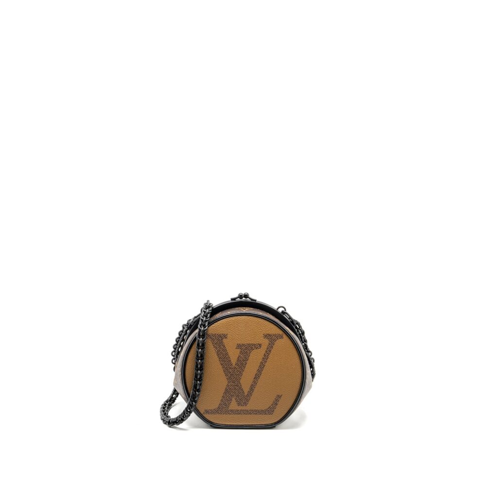 AAA Replica Louis Vuitton LV BOURSICOT CHAIN BAG REVERSE MONOGRAM CANVAS/LEATHER BLACK HARDWARE