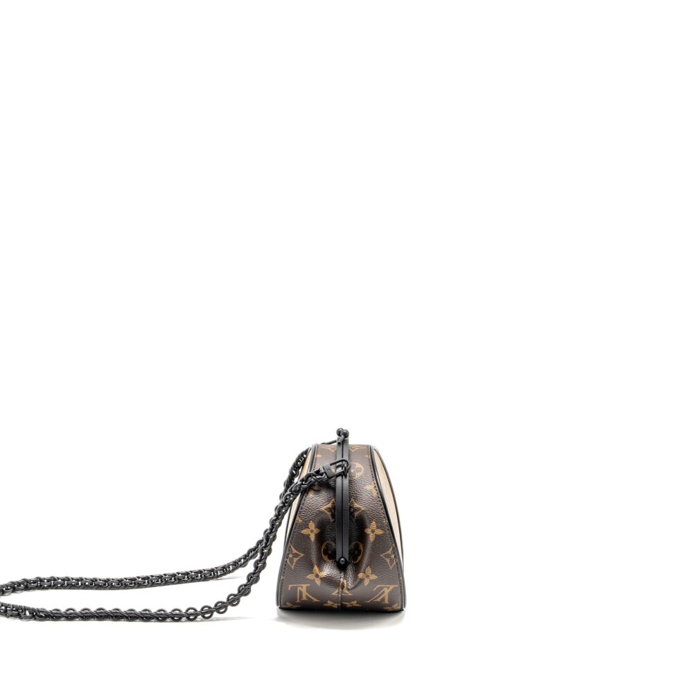 AAA Replica Louis Vuitton LV BOURSICOT CHAIN BAG REVERSE MONOGRAM CANVAS/LEATHER BLACK HARDWARE