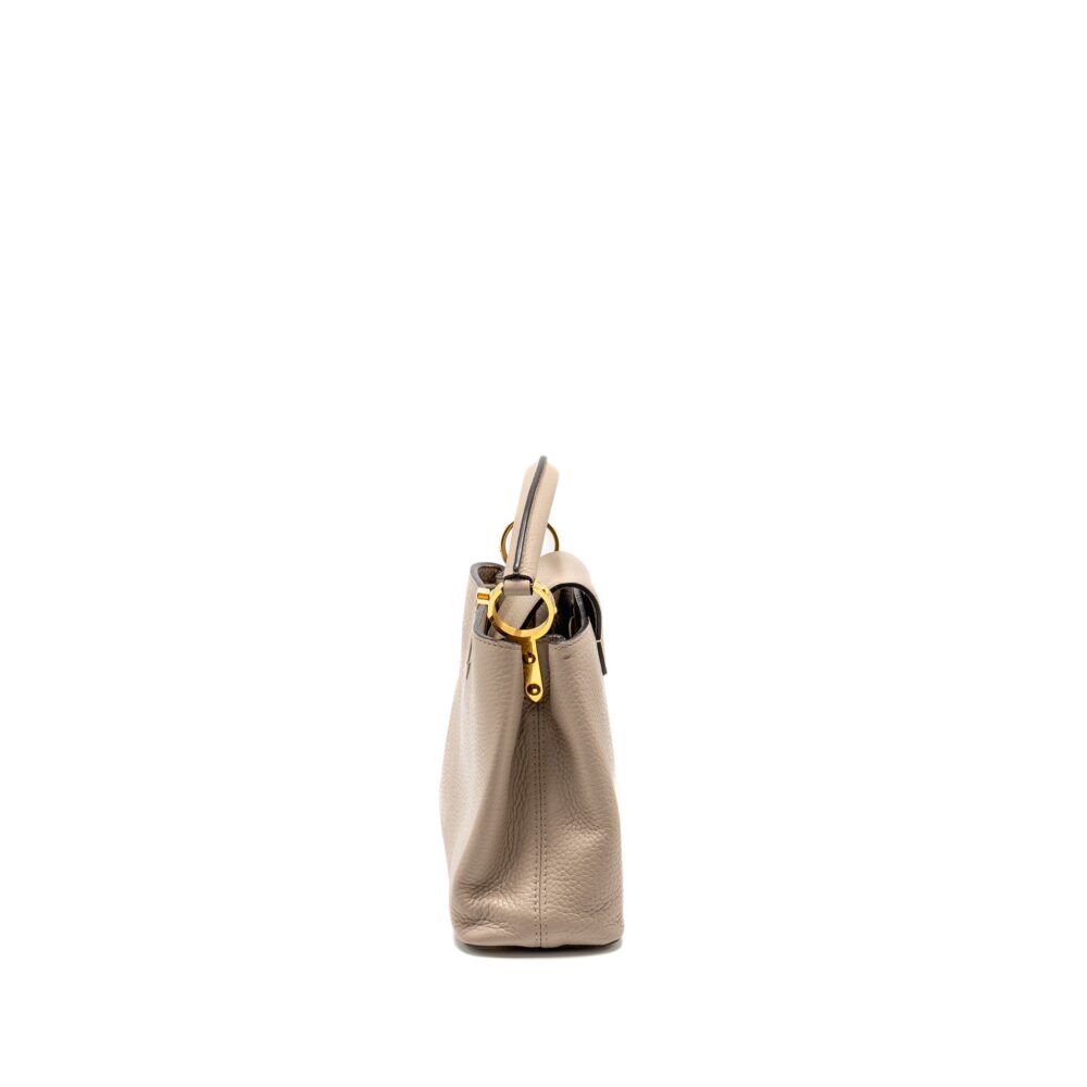 AAA Replica Louis Vuitton LV CAPUCINES BB TAURILLON LIGHT GREY GHW
