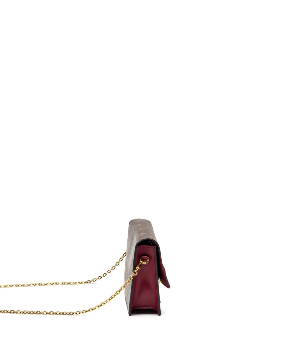 AAA Replica Louis Vuitton LV FLORE CHAIN WALLET MONOGRAM CANVAS/ DARK RED GHW