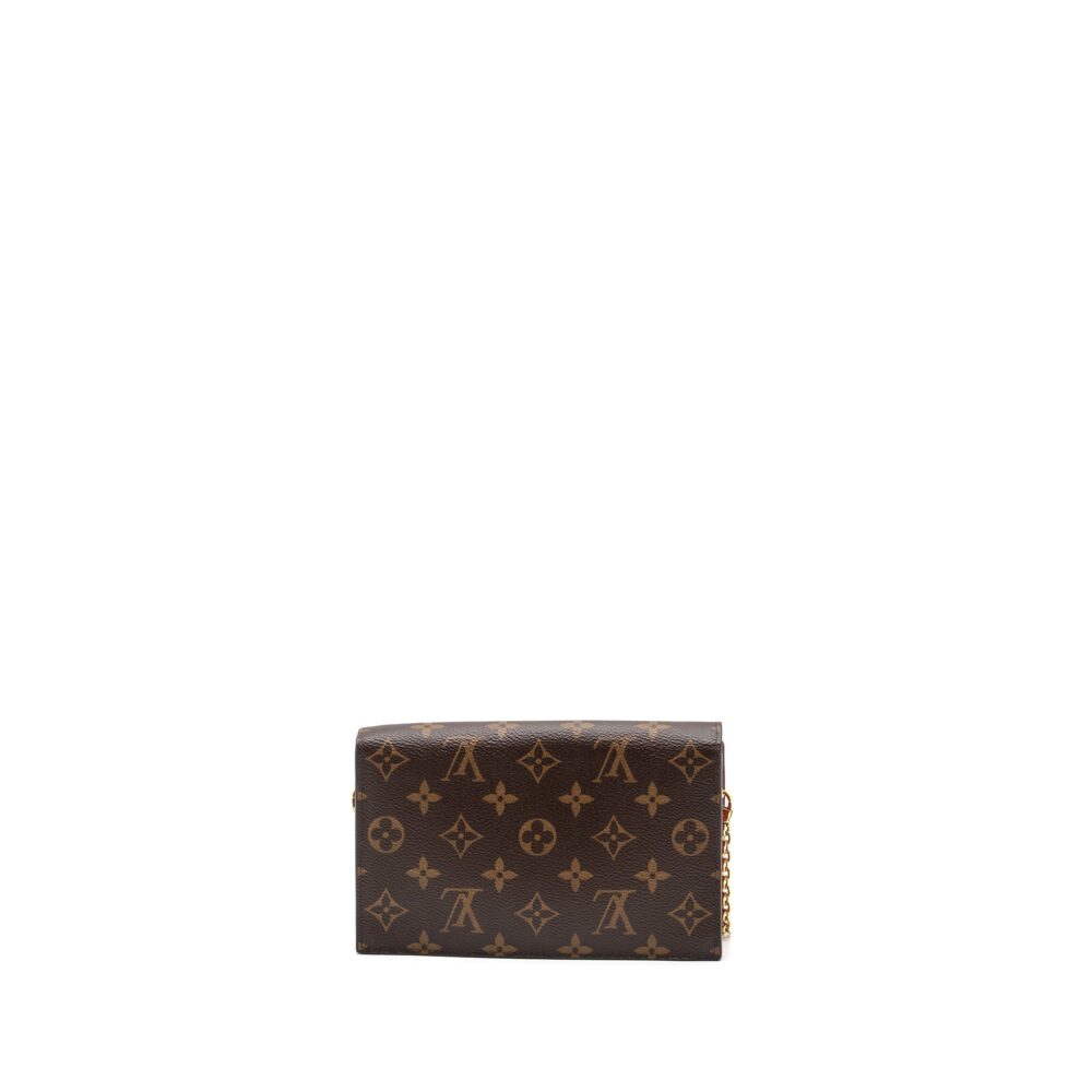 AAA Replica Louis Vuitton LV FLORE CHAIN WALLET MONOGRAM CANVAS/ DARK RED GHW