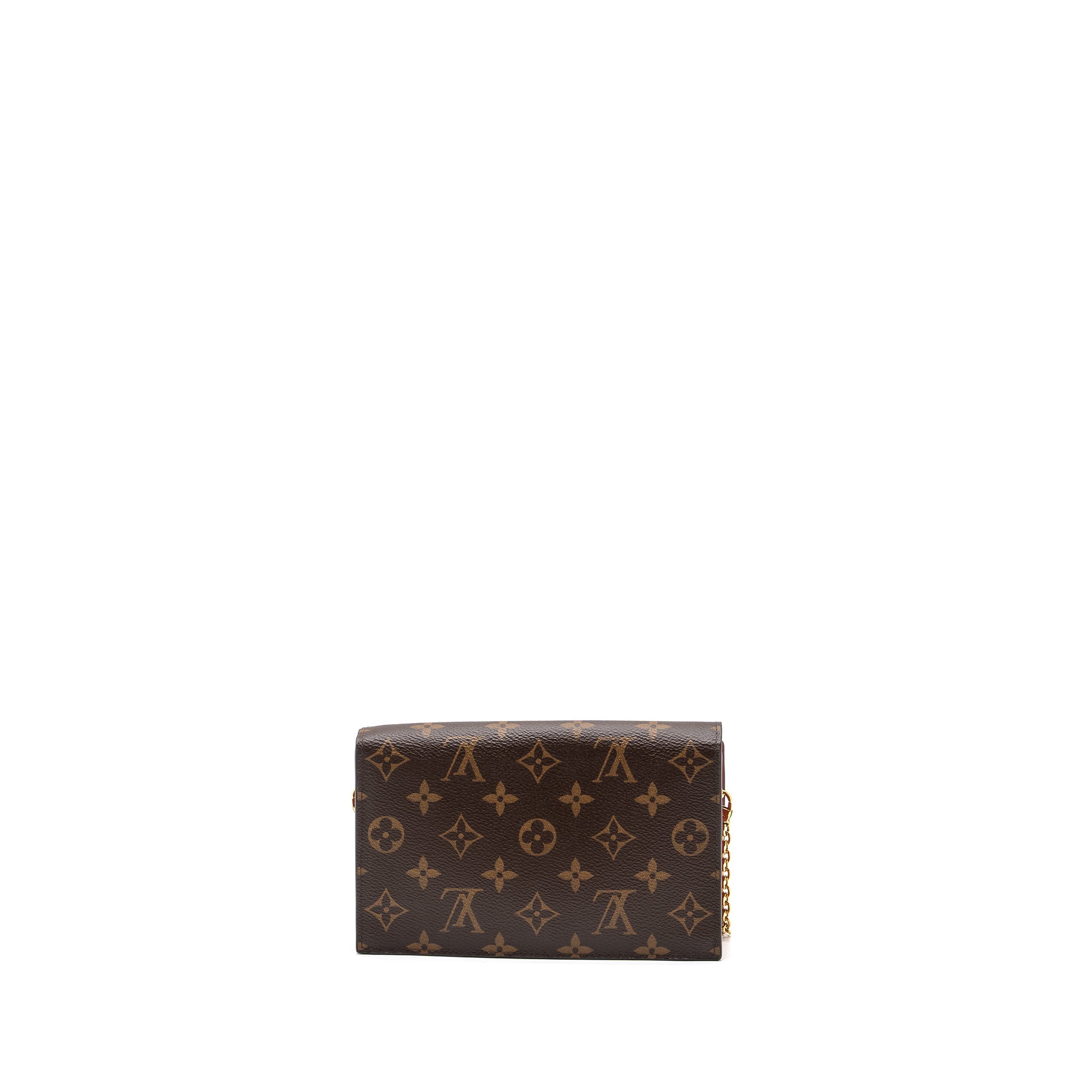 AAA Replica Louis Vuitton LV FLORE CHAIN WALLET MONOGRAM CANVAS/ DARK RED GHW