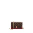 AAA Replica Louis Vuitton LV FLORE CHAIN WALLET MONOGRAM CANVAS/ DARK RED GHW
