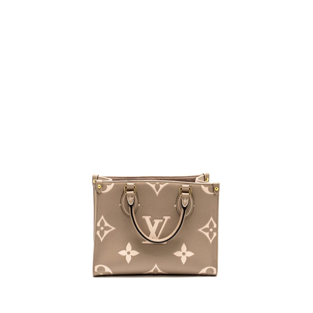 AAA Replica Louis Vuitton LV ONTHEGO PM BICOLOUR MONOGRAM EMPREINTE LEATHER TOURTERELLE/CREME GHW