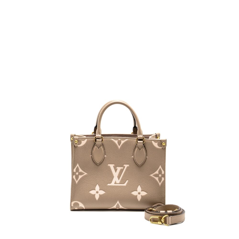 AAA Replica Louis Vuitton LV ONTHEGO PM BICOLOUR MONOGRAM EMPREINTE LEATHER TOURTERELLE/CREME GHW