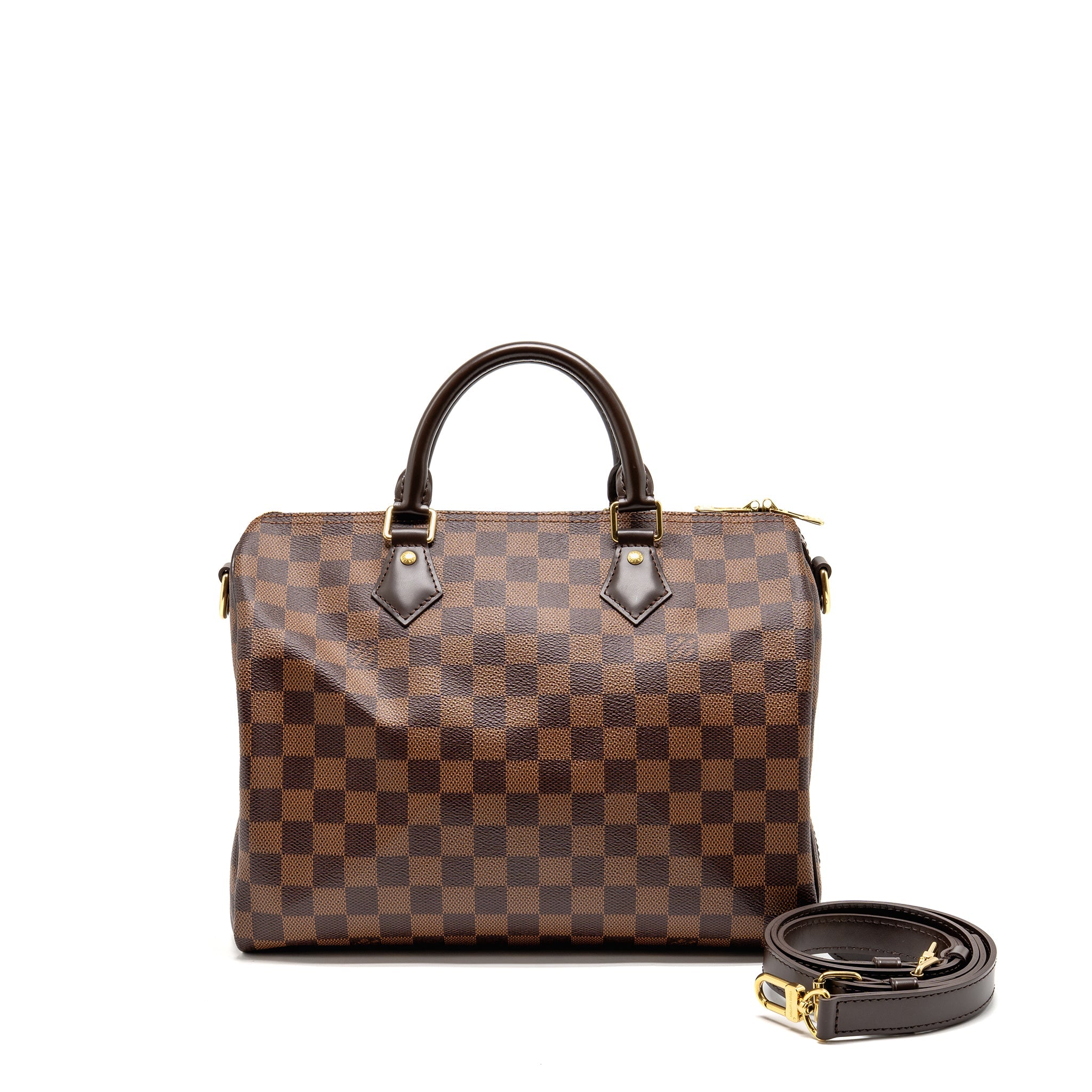 AAA Replica Louis Vuitton LV SPEEDY BANDOULIERE 30 DAMIER EBENE CANVAS GHW