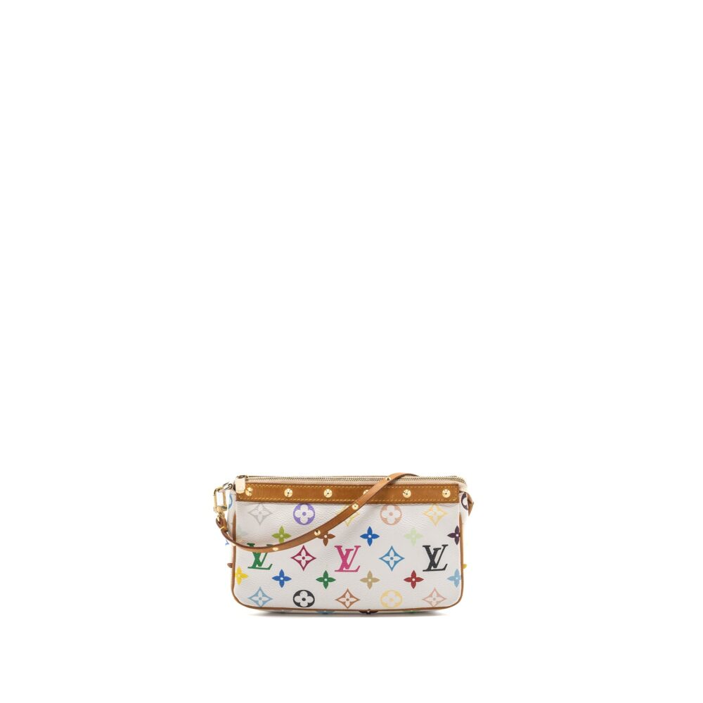 AAA Replica Louis Vuitton LV VINTAGE POCHETTE ACCESSORIES MULTICOLOUR MONOGRAM CANVAS WHITE GHW