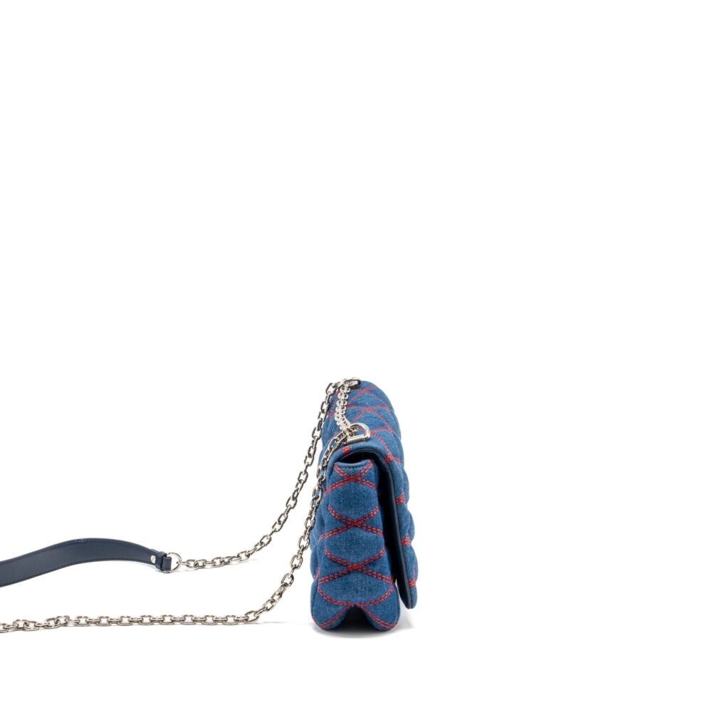 AAA Replica Louis Vuitton LV MALLETAHE GO-14 MM BAG DENIM/LEATHER BLUE/RED SHW