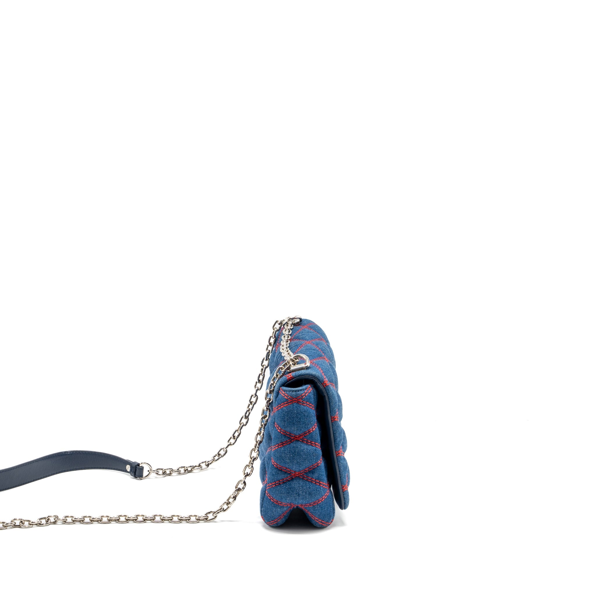 AAA Replica Louis Vuitton LV MALLETAHE GO-14 MM BAG DENIM/LEATHER BLUE/RED SHW