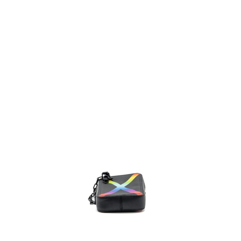 AAA Replica Louis Vuitton LV DANUBE MESSENGER BAG TAIGA BLACK/RAINBOW BLACK HARDWARE