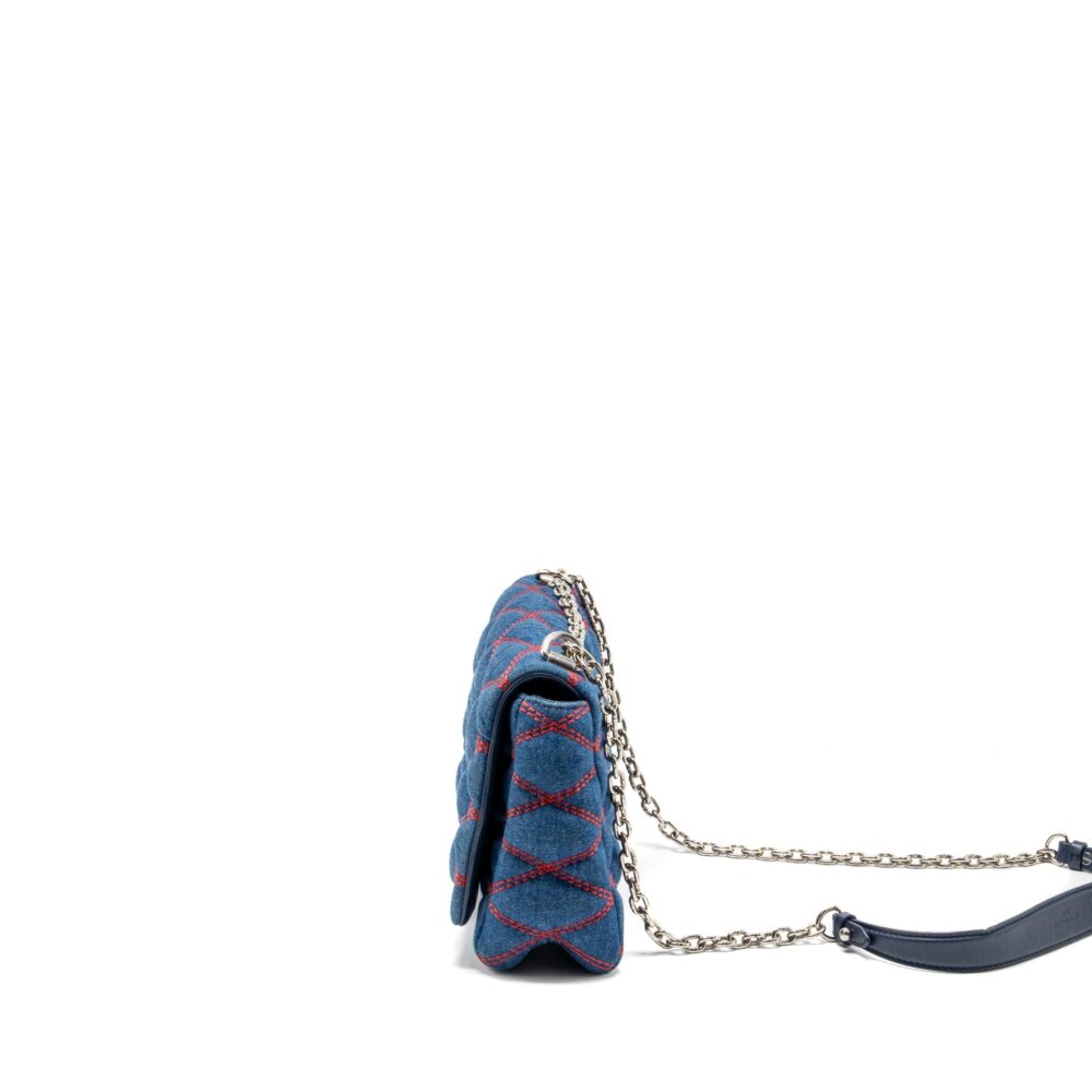 AAA Replica Louis Vuitton LV MALLETAHE GO-14 MM BAG DENIM/LEATHER BLUE/RED SHW