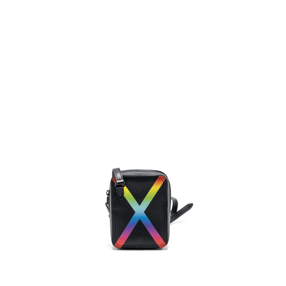 AAA Replica Louis Vuitton LV DANUBE MESSENGER BAG TAIGA BLACK/RAINBOW BLACK HARDWARE