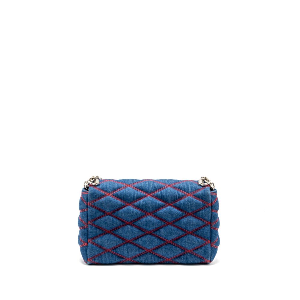 AAA Replica Louis Vuitton LV MALLETAHE GO-14 MM BAG DENIM/LEATHER BLUE/RED SHW