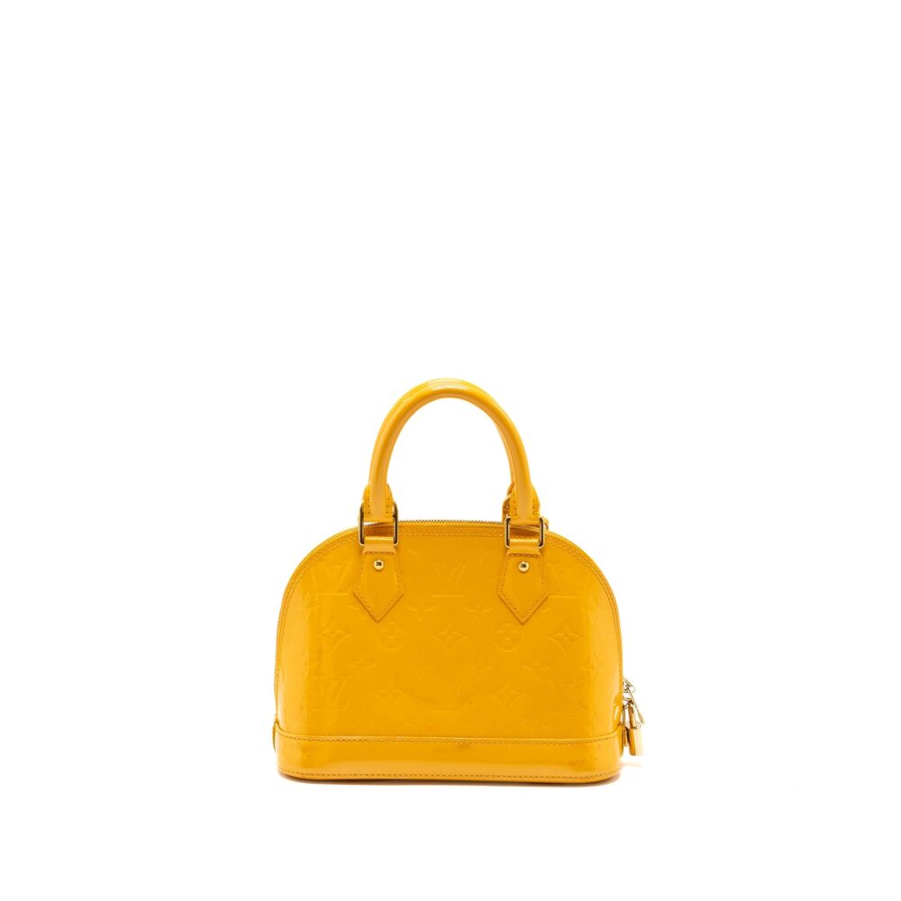 AAA Replica Louis Vuitton LV ALMA BB PATENT YELLOW LGHW