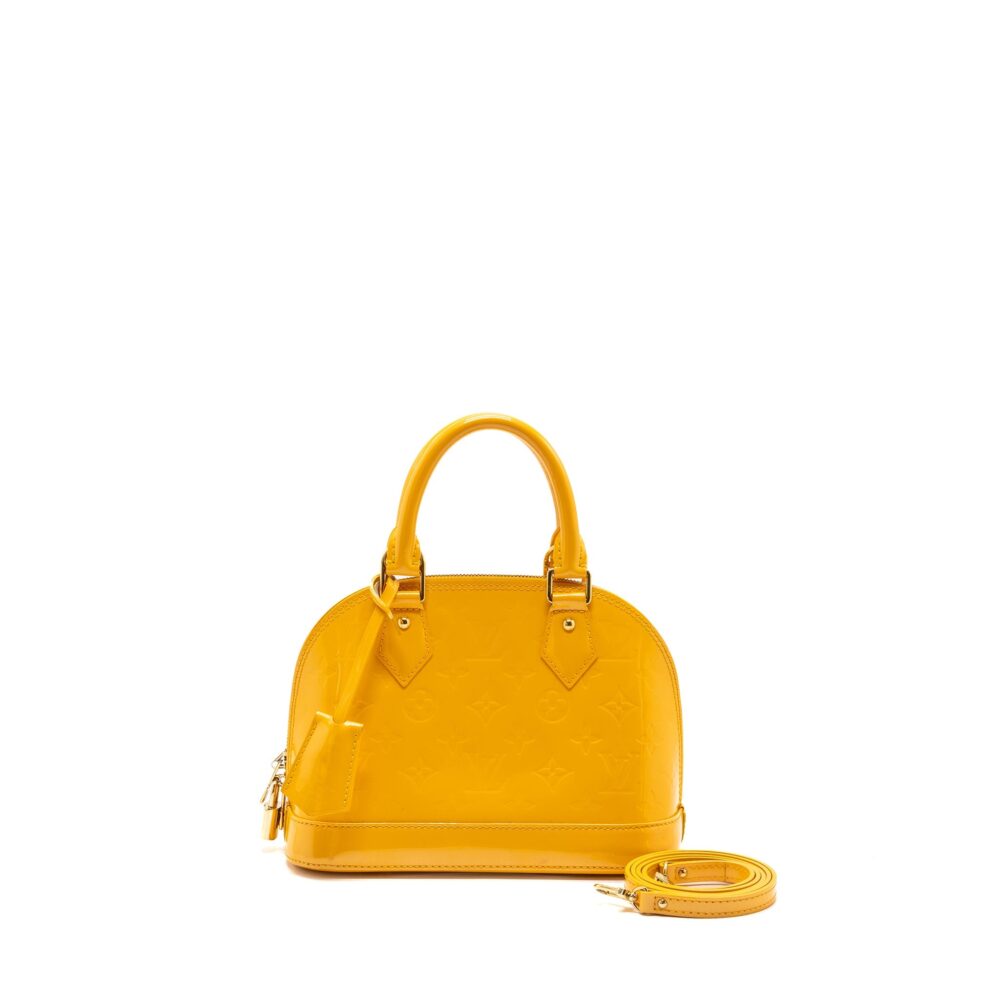 AAA Replica Louis Vuitton LV ALMA BB PATENT YELLOW LGHW