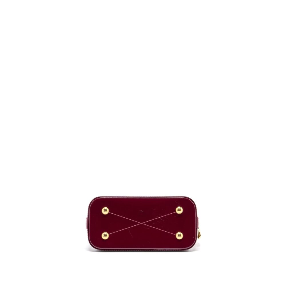 AAA Replica Louis Vuitton LV ALMA BB VERNI MIROIR PATENT DARK PINK GHW