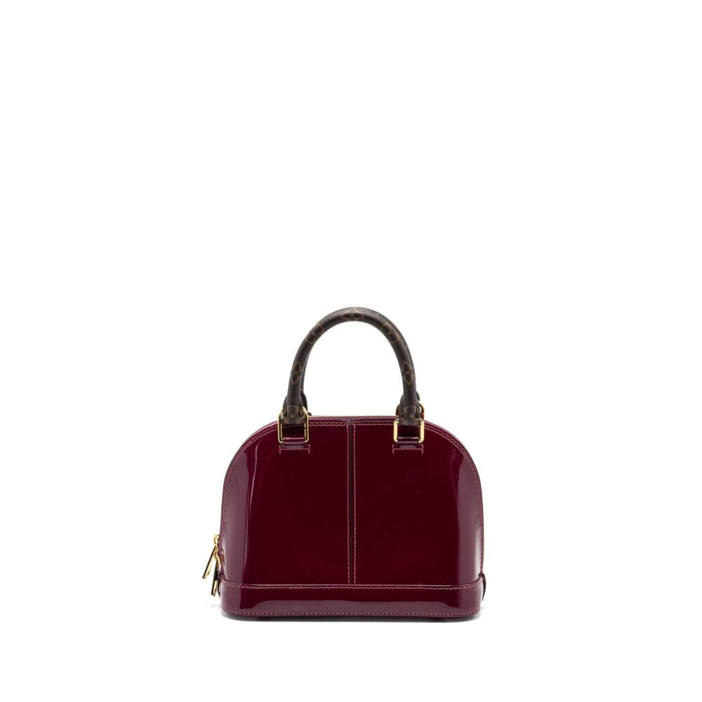 AAA Replica Louis Vuitton LV ALMA BB VERNI MIROIR PATENT DARK PINK GHW