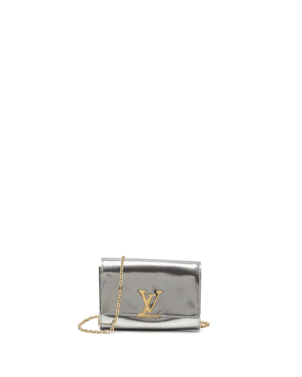 AAA Replica Louis Vuitton LV LOUISE PM PATENT SILVER GHW
