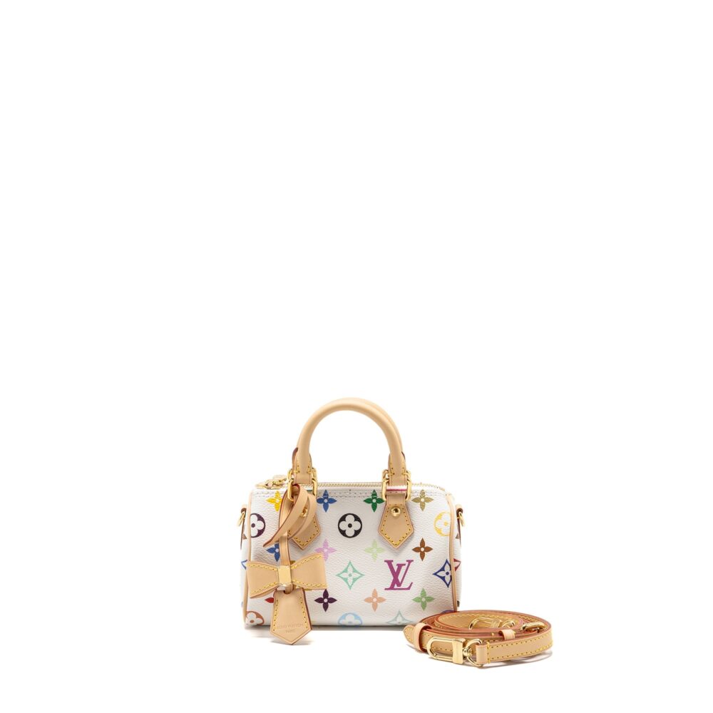 AAA Replica Louis Vuitton LV TAKASHI MURAKAMI NANO SPEEDY MULTICOLOURED MONOGRAM CANVAS WHITE GHW