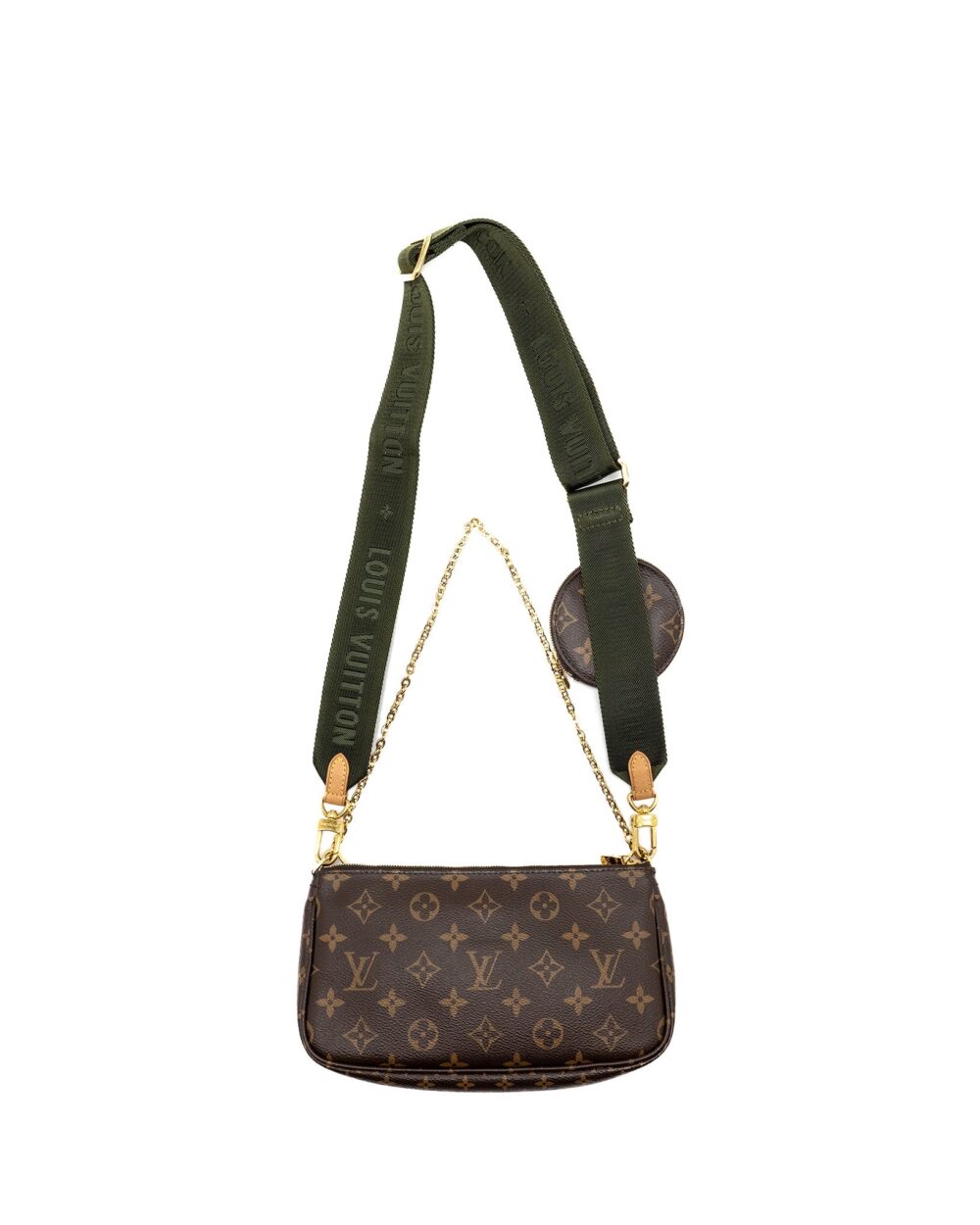 AAA Replica Louis Vuitton LV MULTI POCHETTE ACCESSORIES MONOGRAM CANVAS KHAKI GHW