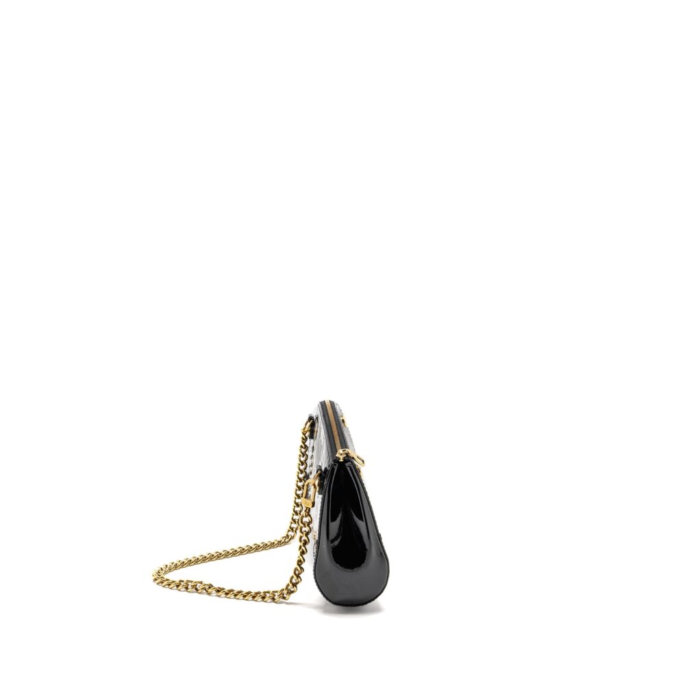 AAA Replica Louis Vuitton LV VERNIS SANTA MONICA CLUTCH PATENT BLACK GHW