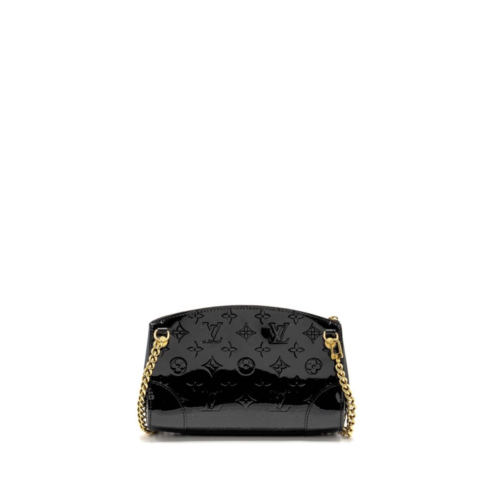 AAA Replica Louis Vuitton LV VERNIS SANTA MONICA CLUTCH PATENT BLACK GHW