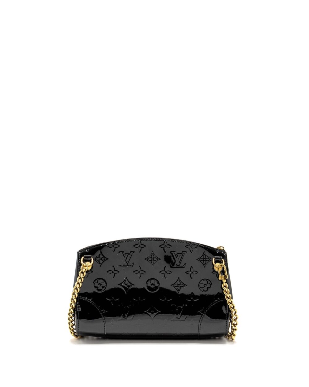 AAA Replica Louis Vuitton LV VERNIS SANTA MONICA CLUTCH PATENT BLACK GHW