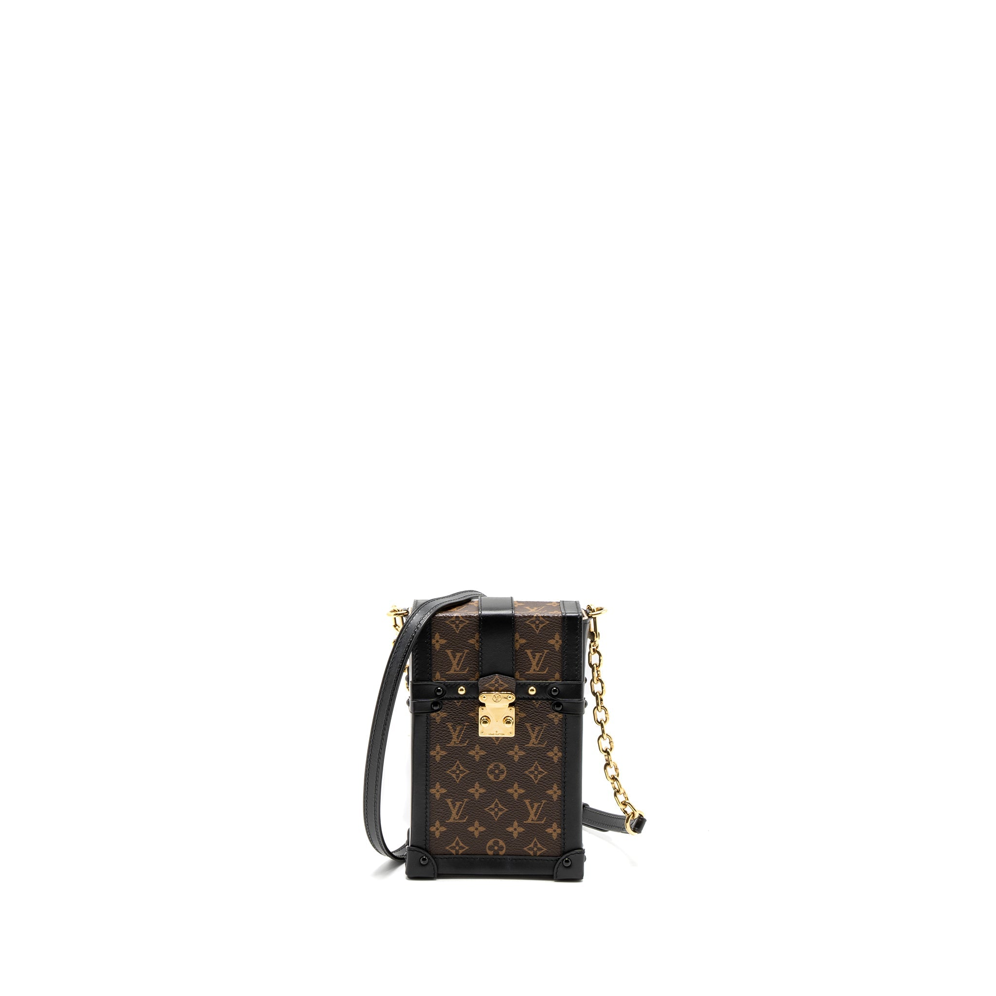 AAA Replica Louis Vuitton LV VERTICAL TRUNK POCHETTE MONOGRAM CANVAS GHW