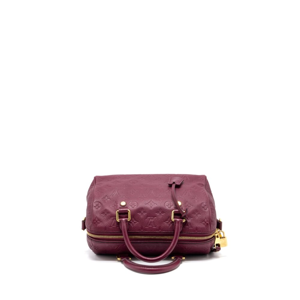 AAA Replica Louis Vuitton LV SPEEDY 25 BANDOULIERE MONOGRAM EMPREINTE PURPLE GHW