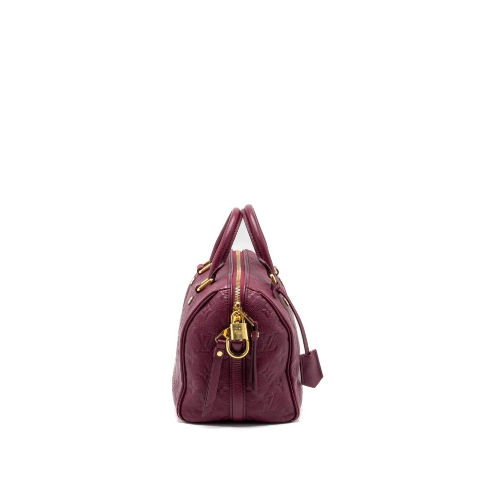 AAA Replica Louis Vuitton LV SPEEDY 25 BANDOULIERE MONOGRAM EMPREINTE PURPLE GHW