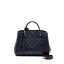 AAA Replica Louis Vuitton LV MONTAIGNE MM MONOGRAM EMPREINTE NAVY GHW