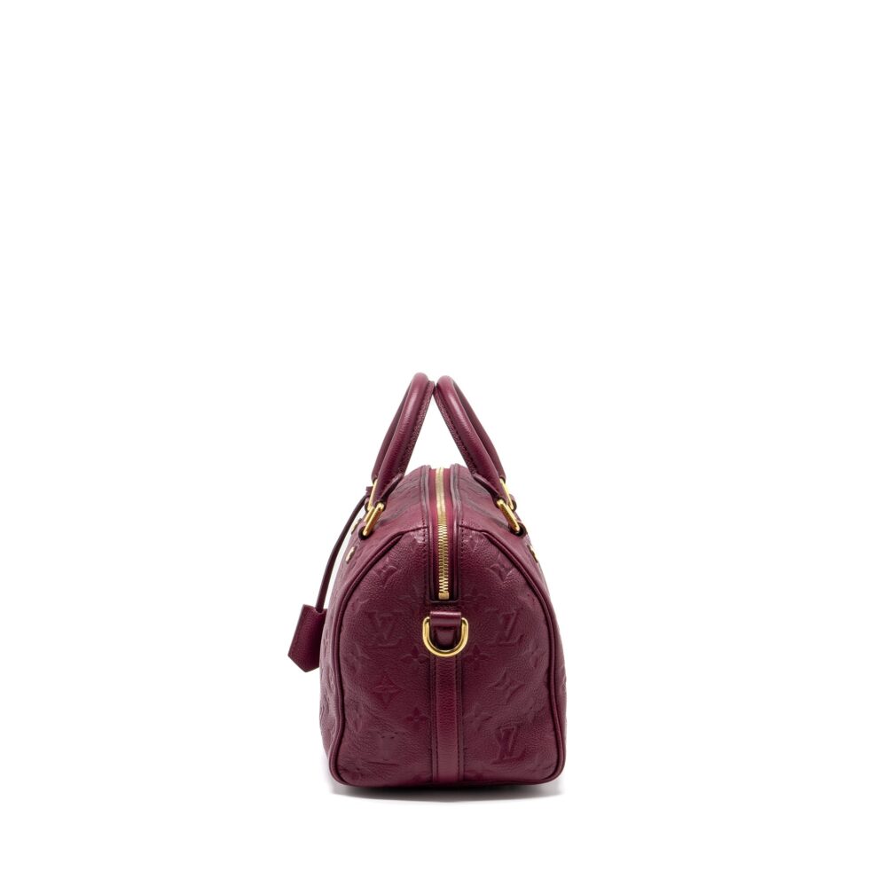 AAA Replica Louis Vuitton LV SPEEDY 25 BANDOULIERE MONOGRAM EMPREINTE PURPLE GHW