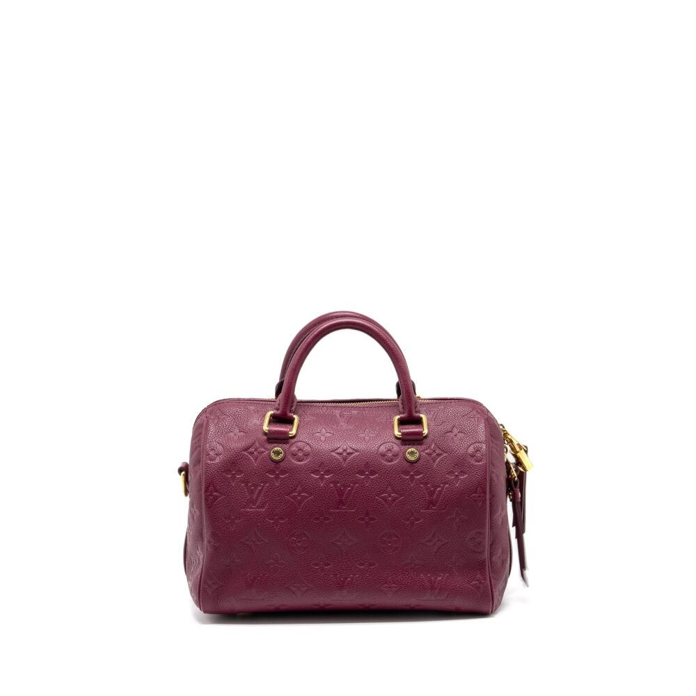 AAA Replica Louis Vuitton LV SPEEDY 25 BANDOULIERE MONOGRAM EMPREINTE PURPLE GHW