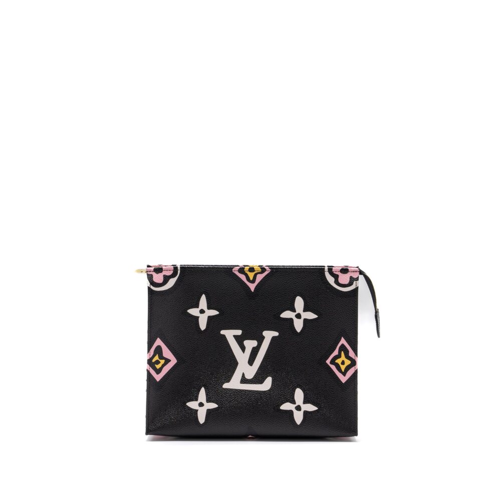 AAA Replica Louis Vuitton LV WILD AT HEART TOILETRY POCHETTE CANVAS BLACK / WHITE/ PINK GHW