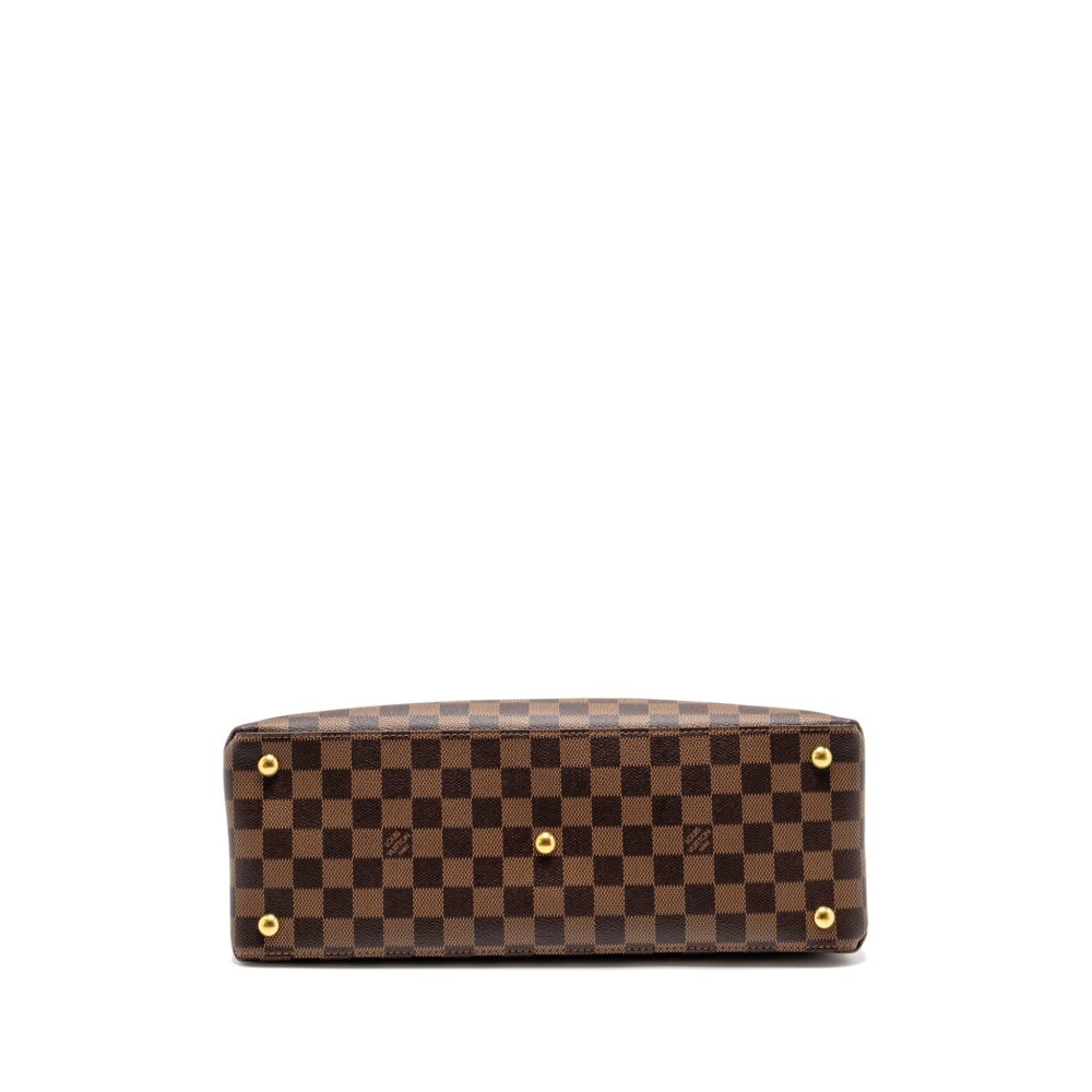 AAA Replica Louis Vuitton LV RIVERSIDE TOTE BAG DAMIER EBENE CANVAS RED/BROWN GHW