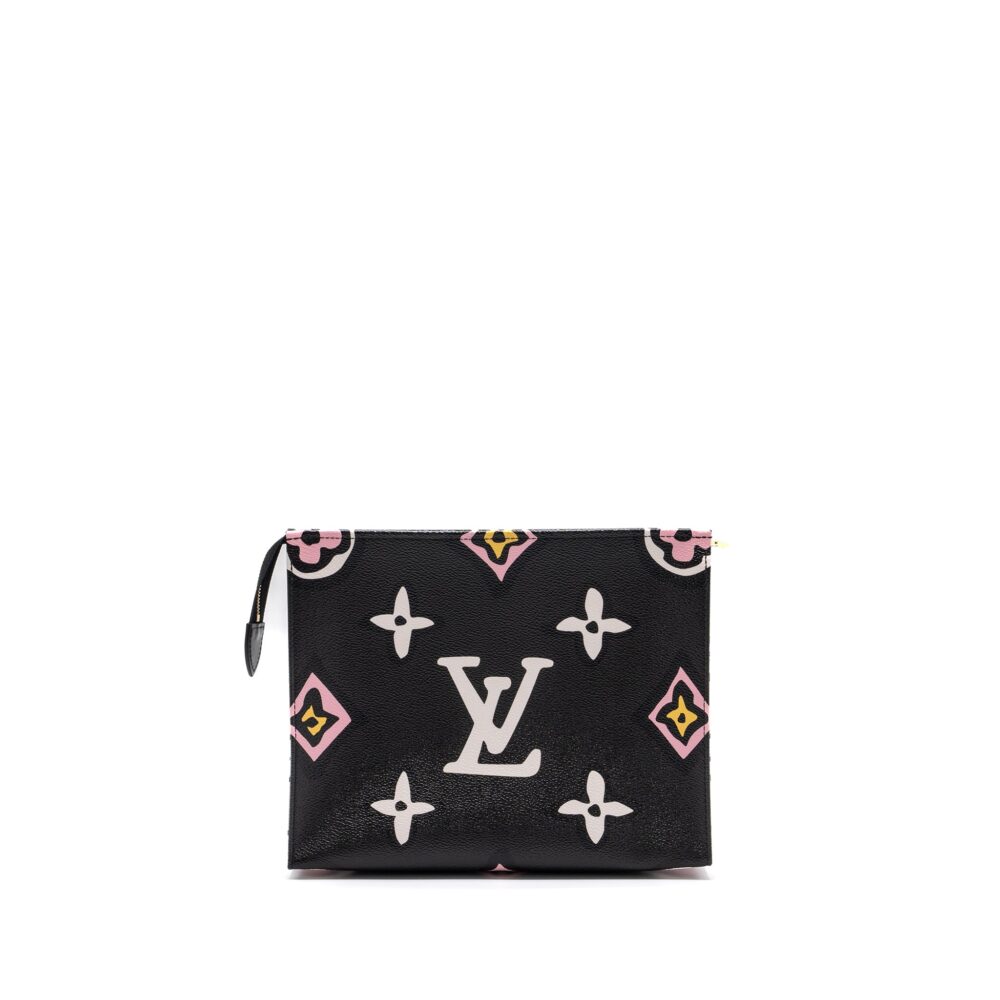 AAA Replica Louis Vuitton LV WILD AT HEART TOILETRY POCHETTE CANVAS BLACK / WHITE/ PINK GHW